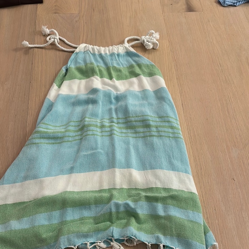 Girls small blue,green, and white towel cover up